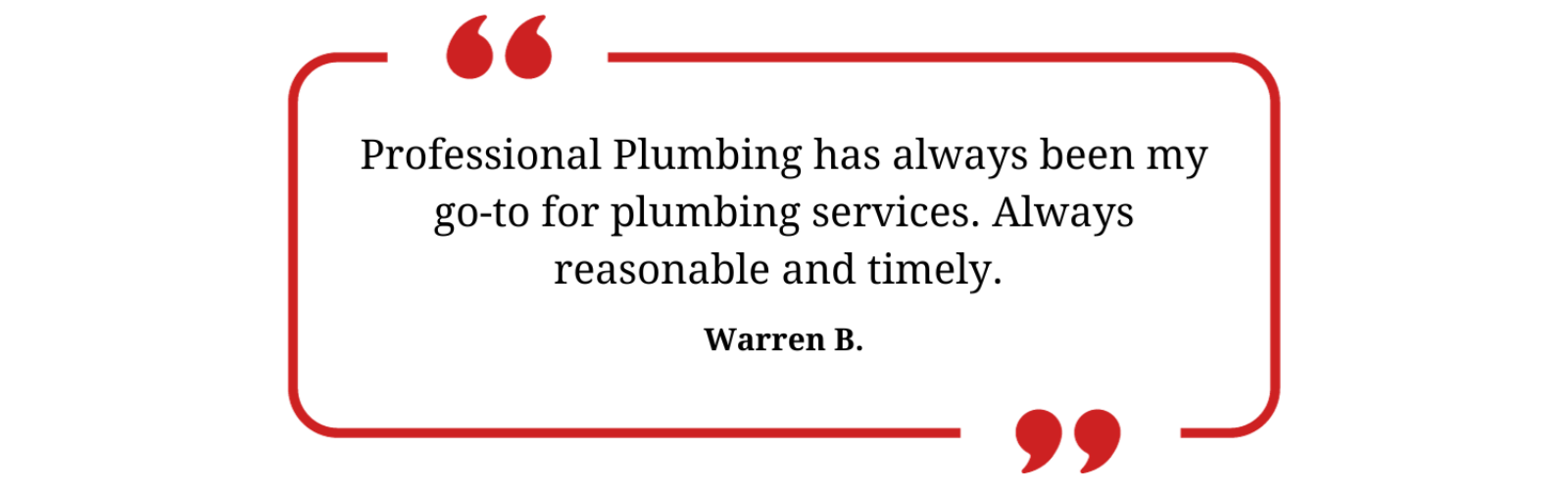 warren residential plumbing customer testimonial